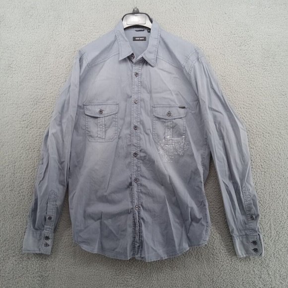 Antony Morato‎ Shirt Mens XL Blue Button Up Double Pocket Designer Streetwear - Picture 1 of 7